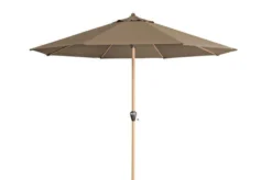 DOPPLER Alu Wood Mittelstockschirm, Greige, Alu/Polyester, 350cm, Mit Kurbel, Holzoptik