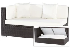 OUTFLEXX 2-Sitzer Ecksofa, Braun, Polyrattan, 145x85x70cm, Armlehne Re, Inkl. Kissen, Wasserfeste Kissenbox