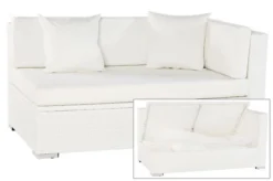 OUTFLEXX 2-Sitzer Ecksofa, Weiß, Polyrattan, 145x85x70cm, Armlehne Li, Inkl. Polster, Wasserfeste Kissenbox