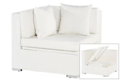 OUTFLEXX Eckelement, Weiß, Polyrattan, Inkl. Polster Und Kissen, Wasserfeste Kissenbox
