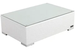 OUTFLEXX Kaffeetisch, Weiß, Polyrattan, 95x65cm, Inkl. Glasplatte