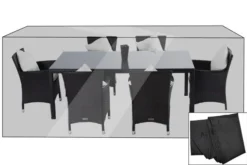 OUTFLEXX Premium Abdeckhaube Für Esstischgarnituren, Schwarz, 202x124x83 Cm, Wasserbeständig