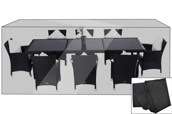 OUTFLEXX Premium Abdeckhaube Für Esstischgarnitur, Schwarz, 282x124x83 Cm, Wasserbeständig 1 OUTFLEXX Premium Abdeckhaube Für Esstischgarnitur, Schwarz, 282x124x83 Cm, Wasserbeständig
