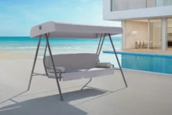 OUTFLEXX 3-Sitzer Hollywoodschaukel, Grau/anthrazit, Stahl/Polyester, 233x135 Cm, Mit Liegefunktion