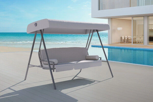 OUTFLEXX 3-Sitzer Hollywoodschaukel, Grau/anthrazit, Stahl/Polyester, 233x135 Cm, Mit Liegefunktion 1 OUTFLEXX 3-Sitzer Hollywoodschaukel, Grau/anthrazit, Stahl/Polyester, 233x135 Cm, Mit Liegefunktion