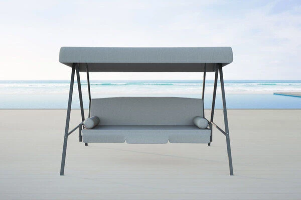 OUTFLEXX 3-Sitzer Hollywoodschaukel, Grau/anthrazit, Stahl/Polyester, 233x135 Cm, Mit Liegefunktion 2 OUTFLEXX 3-Sitzer Hollywoodschaukel, Grau/anthrazit, Stahl/Polyester, 233x135 Cm, Mit Liegefunktion – Bild 2