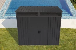 OUTTECH Gerätehaus, Anthrazit, Stahl, 194x238x203cm, Schiebetüren Und Fenster -Deko Garten Verkauf 20683 3 CGI.jpg