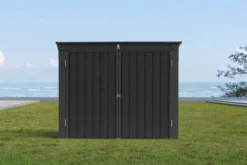OUTTECH Mülltonnenbox, Anthrazit, Stahl, 101x170x133cm, 2 Lüftungsgitter, Verschließbar