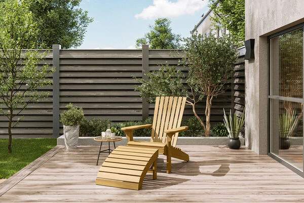 Ploß Adirondack Sessel, Teakoptik, FSC®-Akazienholz, 73x89x88 Cm, Mit Hocker 50x51x33,5 Cm 2 Ploß Adirondack Sessel, Teakoptik, FSC®-Akazienholz, 73x89x88 Cm, Mit Hocker 50x51x33,5 Cm – Bild 2