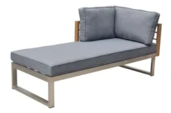 OUTFLEXX Lounger, Natur / Grau, FSC-Teak / Edelstahl / Olefin, 165x74x64 Cm, Armlehne Beidseitig Montierbar