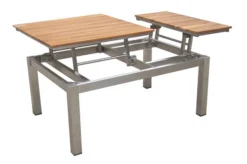 OUTFLEXX Multifunktionstisch, Natur, FSC-Teak / Edelstahl, 100/118x70/90x45/60cm, Platten Mehrfach Verstellbar