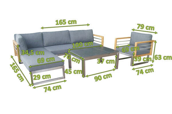 OUTFLEXX Ecklounge, Natur/grau, Edelstahl/Teak/Keramik, 5 Personen, Inklusive Sessel Und Multifunktionstisch 100 X 70 Cm, Lehne Links 5 OUTFLEXX Ecklounge, Natur/grau, Edelstahl/Teak/Keramik, 5 Personen, Inklusive Sessel Und Multifunktionstisch 100 X 70 Cm, Lehne Links – Bild 5