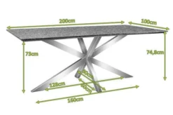 OUTFLEXX Esstisch, Grau, Granit / Edelstahl, 200x100 Cm, Modernes Design -Deko Garten Verkauf 21746 5 mass.JPG