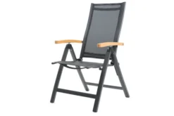 OUTFLEXX Multipositionssessel, Anthrazit Matt, Aluminium/Holzimitat, 67x58x107cm