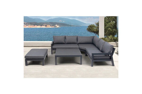 OUTFLEXX Ecklounge, Anthrazit Matt/dunkelgrau, Alu/Spuncrylic, 5-tlg., Tisch 115x115cm, 4-6 Pers 1 OUTFLEXX Ecklounge, Anthrazit Matt/dunkelgrau, Alu/Spuncrylic, 5-tlg., Tisch 115x115cm, 4-6 Pers