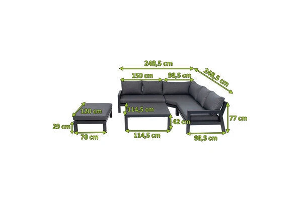OUTFLEXX Ecklounge, Anthrazit Matt/dunkelgrau, Alu/Spuncrylic, 5-tlg., Tisch 115x115cm, 4-6 Pers 5 OUTFLEXX Ecklounge, Anthrazit Matt/dunkelgrau, Alu/Spuncrylic, 5-tlg., Tisch 115x115cm, 4-6 Pers – Bild 5