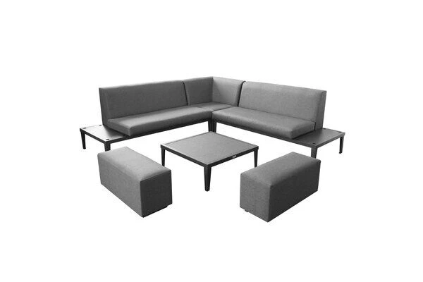 OUTFLEXX Ecklounge, Anthrazit Matt/dunkelgrau, Alu/Spuncrylic, 6-tlg., Tisch 75x75cm, 6-7 Pers 2 OUTFLEXX Ecklounge, Anthrazit Matt/dunkelgrau, Alu/Spuncrylic, 6-tlg., Tisch 75x75cm, 6-7 Pers – Bild 2