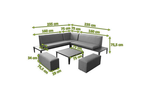 OUTFLEXX Ecklounge, Anthrazit Matt/dunkelgrau, Alu/Spuncrylic, 6-tlg., Tisch 75x75cm, 6-7 Pers 5 OUTFLEXX Ecklounge, Anthrazit Matt/dunkelgrau, Alu/Spuncrylic, 6-tlg., Tisch 75x75cm, 6-7 Pers – Bild 5