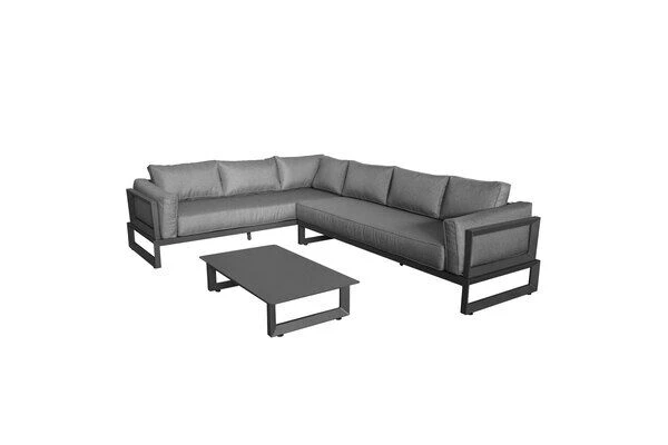 OUTFLEXX Ecklounge, Anthrazit Matt/dunkelgrau, Alu/Spuncrylic, 3-tlg., Tisch 110x62cm, 5-6 Pers 7 OUTFLEXX Ecklounge, Anthrazit Matt/dunkelgrau, Alu/Spuncrylic, 3-tlg., Tisch 110x62cm, 5-6 Pers – Bild 7