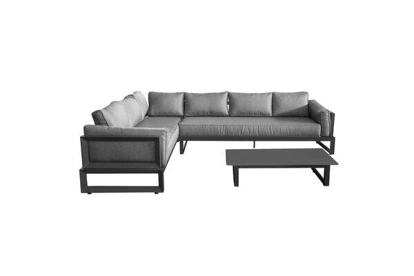 OUTFLEXX Ecklounge, Anthrazit Matt/dunkelgrau, Alu/Spuncrylic, 3-tlg., Tisch 110x62cm, 5-6 Pers 2 OUTFLEXX Ecklounge, Anthrazit Matt/dunkelgrau, Alu/Spuncrylic, 3-tlg., Tisch 110x62cm, 5-6 Pers – Bild 2
