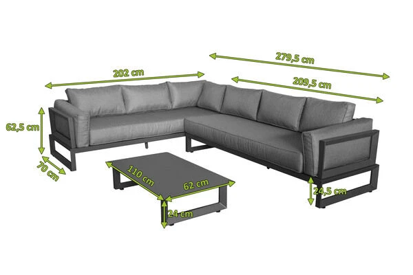 OUTFLEXX Ecklounge, Anthrazit Matt/dunkelgrau, Alu/Spuncrylic, 3-tlg., Tisch 110x62cm, 5-6 Pers 5 OUTFLEXX Ecklounge, Anthrazit Matt/dunkelgrau, Alu/Spuncrylic, 3-tlg., Tisch 110x62cm, 5-6 Pers – Bild 5