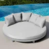OUTFLEXX Willis Loungebett, Hellgrau, Alu/Polyester, Ø175 X 60cm, Runde Sonneninsel, Inkl. Kissen