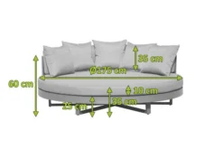 OUTFLEXX Willis Loungebett, Hellgrau, Alu/Polyester, Ø175 X 60cm, Runde Sonneninsel, Inkl. Kissen -Deko Garten Verkauf 21822 mass.jpg