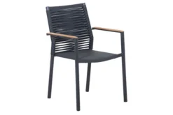 OUTFLEXX Theo Dining Sessel, Dunkelgrau, Alu/FSC®-Teakholz/Rope, 54 X 60 X 88 Cm