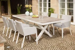 SIENA GARDEN Sincro Ausziehtisch, Matt Weiß-grau/washed Grey, Alu/Keramik, 200/260x100 Cm, Synchroner Auszugsmechanismus -Deko Garten Verkauf 21998 1.jpg