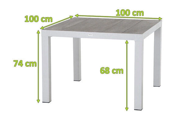SIENA GARDEN Silva Esstisch, Matt Weiß-grau/washed Grey, Alu/Keramik, 100x100 Cm, Für Bis Zu 4 Personen 5 SIENA GARDEN Silva Esstisch, Matt Weiß-grau/washed Grey, Alu/Keramik, 100x100 Cm, Für Bis Zu 4 Personen – Bild 5