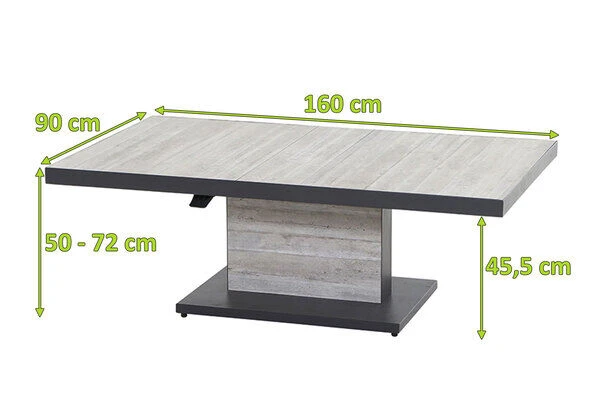SIENA GARDEN Bellani Lifttisch, Matt Anthrazit/pine Grey, Alu/Keramik, 160x90x50-72 Cm, Stufenlos Verstellbar 5 SIENA GARDEN Bellani Lifttisch, Matt Anthrazit/pine Grey, Alu/Keramik, 160x90x50-72 Cm, Stufenlos Verstellbar – Bild 5