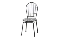 SIENA GARDEN Como Stapelstuhl, Matt Schwarz, Stahl/Keramik, 49x43x93,5 Cm, Mit Mosaikoptik