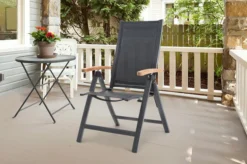 OUTFLEXX Esstischgarnitur, OUTFLEXX® Anthrazit Matt, Alu /HPL / Teak, Tisch 180/280x100cm, 4 Stapelsessel, 2 Multipo -Deko Garten Verkauf 22152 3.jpg