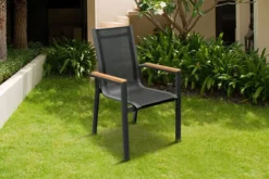 OUTFLEXX Esstischgarnitur, OUTFLEXX® Anthrazit Matt, Alu /HPL / Teak, Tisch 180/280x100cm, 4 Stapelsessel, 2 Multipo -Deko Garten Verkauf 22152 4.jpg