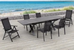 OUTFLEXX Esstischgarnitur, OUTFLEXX® Anthrazit Matt, Alu / HPL / Textil, Tisch 180/280x100cm, 4 Stapelsessel, 2 Multipo -Deko Garten Verkauf 22161 7.jpg