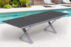 OUTFLEXX Esstischgarnitur, Silber, Alu / Keramik / Textil, Tisch 180/280x100cm, 6 Stapelsessel, 2 Multipo -Deko Garten Verkauf 22218 4.jpg