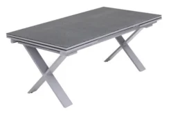 OUTFLEXX Esstischgarnitur, Silber, Alu / Keramik / Textil, Tisch 180/280x100cm, 6 Stapelsessel, 2 Multipo -Deko Garten Verkauf 22218 7.jpg