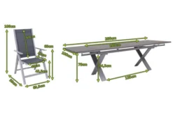 OUTFLEXX Esstischgarnitur, Silber, Alu / HPL / Textil, Tisch 180/280x100cm, 10 Multipositionssessel -Deko Garten Verkauf 22222 5.jpg