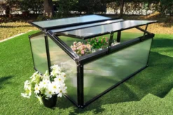 OUTFLEXX Gewächshaus, Schwarz, Alu/Polycarbonat, 120x90x57cm, Pulverbeschichtet