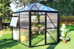 OUTFLEXX Gewächshaus, Schwarz, Alu/Polycarbonat, 309x355x272cm, Pulverbeschichtet