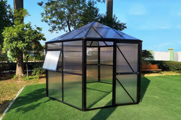 OUTFLEXX Gewächshaus, Schwarz, Alu/Polycarbonat, 309x355x272cm, Pulverbeschichtet 2 OUTFLEXX Gewächshaus, Schwarz, Alu/Polycarbonat, 309x355x272cm, Pulverbeschichtet – Bild 2