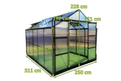 OUTFLEXX Gewächshaus, Schwarz, Alu/Polycarbonat, 311x250x228cm, Pulverbeschichtet -Deko Garten Verkauf 22278 mass.jpg