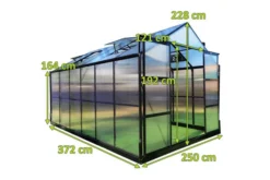 OUTFLEXX Gewächshaus, Schwarz, Alu/Polycarbonat, 372x250x228cm, Pulverbeschichtet -Deko Garten Verkauf 22279 mass.jpg