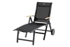 HARTMAN Alice Sonnenliege, Xerix/schwarz, Alu/Teak, 190x109x72cm, FSC-Teak Armlehnen