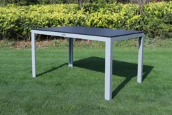 VILLANA Esstischgarnitur, Silber/schwarz, Alu/Holzimitat/Textil, Tisch 150x90cm, 6 Stapelsessel -Deko Garten Verkauf 22562 04.jpg