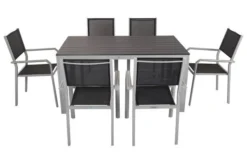 VILLANA Esstischgarnitur, Silber/schwarz, Alu/Holzimitat/Textil, Tisch 150x90cm, 6 Stapelsessel -Deko Garten Verkauf 22562 07.jpg