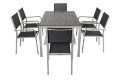 VILLANA Esstischgarnitur, Silber/schwarz, Alu/Holzimitat/Textil, Tisch 150x90cm, 6 Stapelsessel -Deko Garten Verkauf 22562 08.jpg