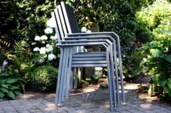 VILLANA Esstischgarnitur, Silber/schwarz, Alu/Holzimitat/Textil, Tisch 150x90cm, 6 Stapelsessel -Deko Garten Verkauf 22562 16.jpg