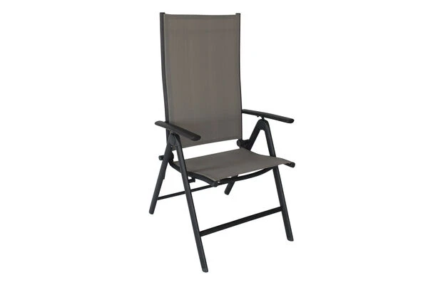 VILLANA Esstischgruppe, Anthrazit/grau, Alu/Textilene, Tisch 130/180x90cm, 4 Stapelsessel, 2 Multipo 4 VILLANA Esstischgruppe, Anthrazit/grau, Alu/Textilene, Tisch 130/180x90cm, 4 Stapelsessel, 2 Multipo – Bild 4