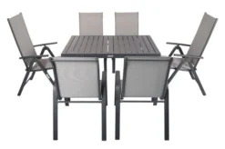 VILLANA Esstischgruppe, Anthrazit/grau, Alu/Textilene, Tisch 130/180x90cm, 4 Stapelsessel, 2 Multipo 27 VILLANA Esstischgruppe, Anthrazit/grau, Alu/Textilene, Tisch 130/180x90cm, 4 Stapelsessel, 2 Multipo -Deko Garten Verkauf 22589 08.jpg